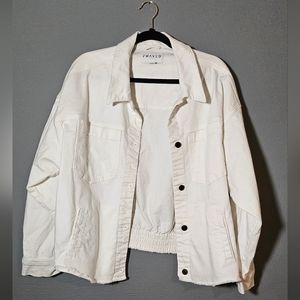 Frayed Jeans Distressed Denim Jacket Size XL